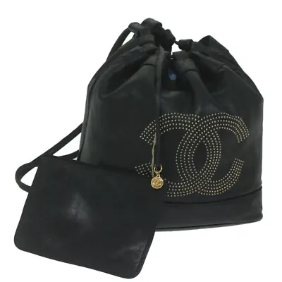 CHANEL Shoulder Bag Lamb Skin Black CC Auth Bs10702 • $721.60