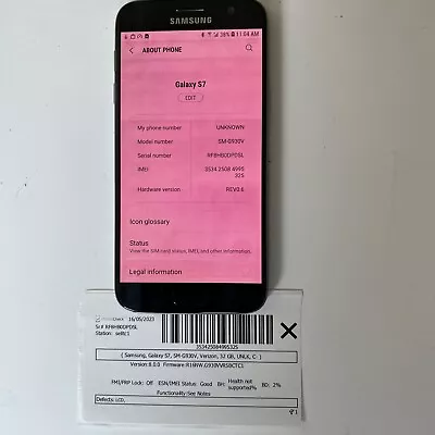 Samsung Galaxy S7 32GB [SM-G930V] Black (Verizon) Smartphone - Screen Burn • $29.49