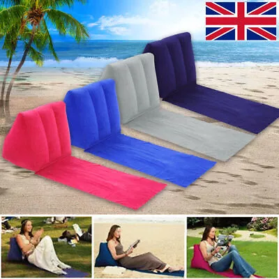Premium Inflatable Beach Chair Festival Camping Lounger Pillow Seat Cushion UK • £10.14