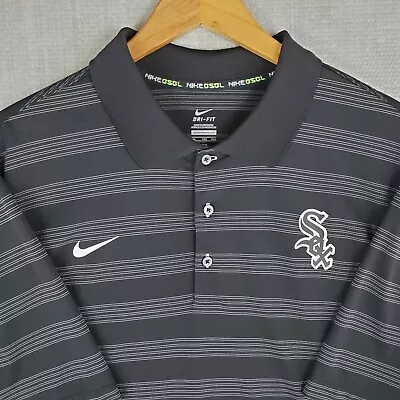 $62 • Buy NIKE BSBL X WHITE SOX  Size 2XL Mens Black Performance Polo Shirt Wicking UV+