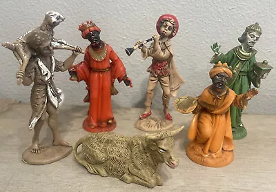 6 ITALY Nativity Figures Christmas Manger Scene Vintage Hard Plastic Painted • $24.99