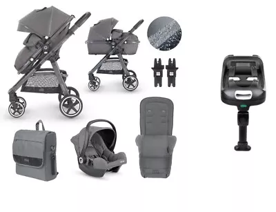 Miniuno Toura Travel System Gunmetal With Car Seat Base Bag Footmuff & Raincover • £349