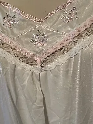 Vintage  Rosalind White Maternity Lace Trim Embroidered Nightgown. Size Small. • $16.99