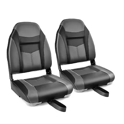 2PCS High Back Boat Seat Folding Fishing Captain Boat Seat W/ Sponge Cushion • £109.95