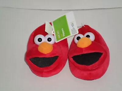 Sesame Street ELMO Toddler Puppet Slippers Size XL 9-10 Plush NEW Easy Pull On • $17.99