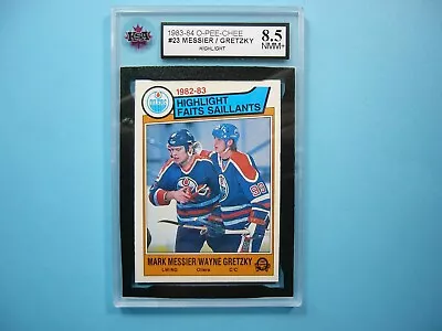 1983/84 O-pee-chee Nhl Hockey Card #23 Wayne Gretzky Mark Messier Hl Ksa 8.5 Opc • $89.99