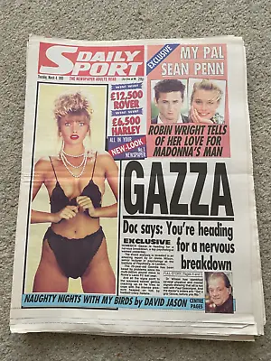 Daily Sport Newspaper 4th March 1993 Tracey Coleman Paul Gascoigne Gazza • £14.99