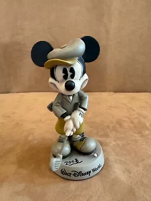 Walt Disney World Mickey Mouse Golf Golfer Bobblehead 8  Vintage 2008 Gray • $34.50