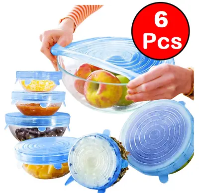 $4.74 • Buy 6Pcs-Silicone Cover Stretch Lids Reusable Bowl Food Storage Covers Keeping Fresh