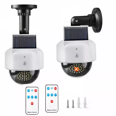 2x Solar Fake Camera Flashing LED Light Outdoor Garden Wall Security Flood Light • £14.95