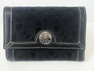 Wallet Etienne Aigner Geometric Logo Personal Assets Black Fabric Leather • $12