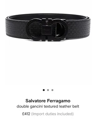 £349 • Buy Salvatore Ferragamo  Logo Buckle Embossed Leather Size 95 CM