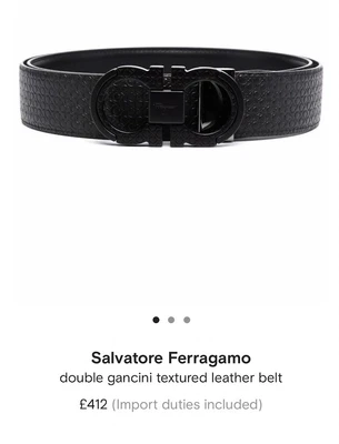 £349 • Buy Salvatore Ferragamo  Logo Buckle Embossed Leather Size 95 CM