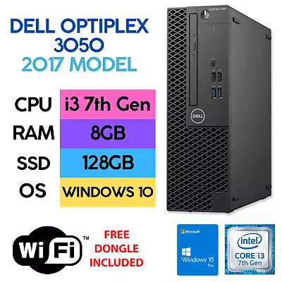 Dell Optiplex 3050 SFF Windows 10 8GB RAM 128GB SSD Small Form Factor Desktop PC • £44.99