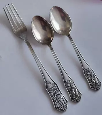 C 1900 Silver Plate Antique German Fairytale Flatware  Bendorf Rostfrei • $45.96