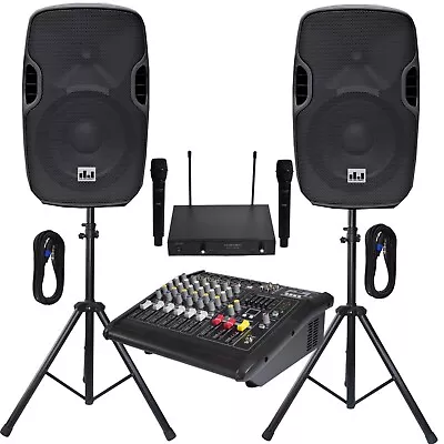 MUSYSIC Professional PA System 2000W 6 Channel Mixer 10  Speakers Wireless Mic • $599.99