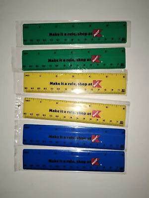 Vintage Kmart Rulers - Lot Of 6 Kmart 6  Plastic Rulers VINTAGE • $19.74