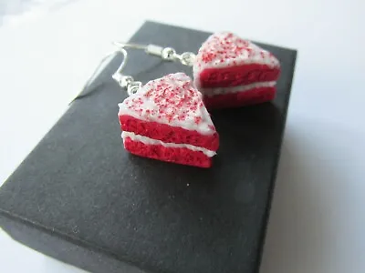 Handmade Unusual Quirky Fun Fimo ~ Red Velvet Cake Earrings - Handmade In UK  • £5.50