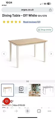 Habitat Chicago Solid Wood Dining Table - Cream - Bought From Argos Not Used • £60