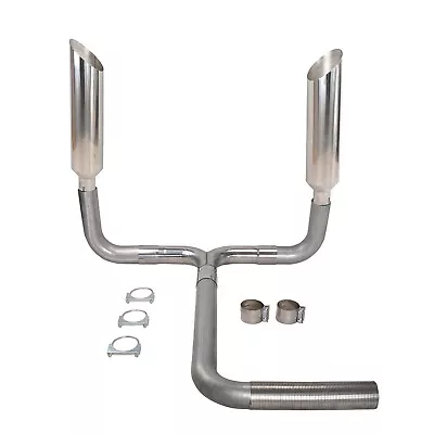 4''Turbo Dual Smoker Diesel Exhaust Stack T Pipe+2PCS 4 In 8 Out Miter Cut Tips • $399.99