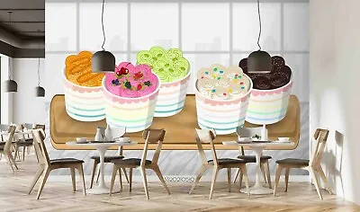 3D Cup Cake Color Self-adhesive Removeable Wallpaper Wall Mural 2451 • $37.99