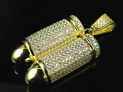 3Ct Round Cut Lab-Created Diamond 14k Yellow Gold Plated Bullets Men's Pendant • $160.79