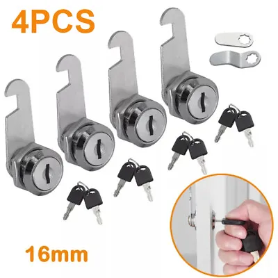 4Pcs 16mm Keyed Cylinder Cam Locks Tool Box File Cabinet Desk Drawer With 8 Keys • $11.75