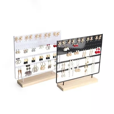 Jewellery Display Stand Organizer Earring Stud Holder With Wooden Base 144 Holes • £12.99