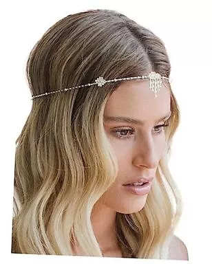 Head Chain Rhinestone Hair Jewelry Forehead Headbands Crystal Bridal Silver • $12.65