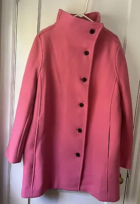 NWT J Crew Italian Stadium Cloth Nello Gori Pink Wool Pea Coat Women's 12 • $199