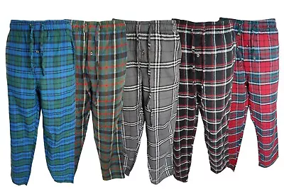 Mens Flannel Pyjama Check Cotton Brushed Nightwear Bottom Sizes M-5XL • £11.99