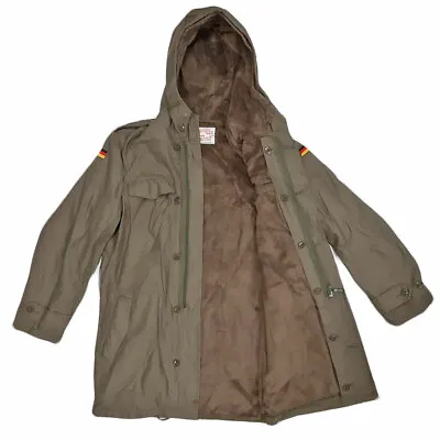 German Parka Original Army Jacket Military Fleece Lined Winter Hooded Coat Olive • $113.68