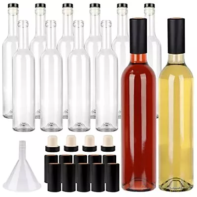 12 Pack 16oz Clear Glass Bottles With Cork Lids And Pvc Shrink Capsules 500 Ml E • $45.29