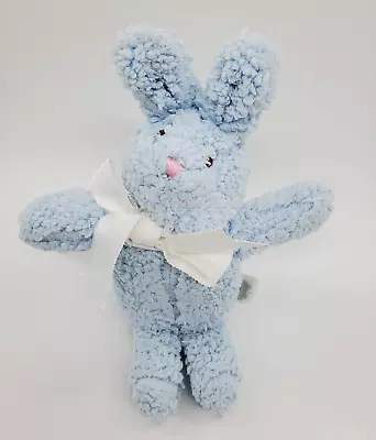 Mud Pie Bunny Rabbit Blue Baby Chime Rattle Sherpa Soft Plush 9  Lovey Toy B96 • $11.04