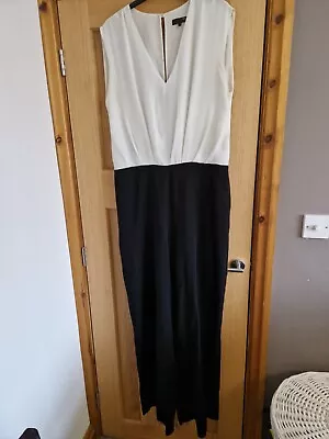 Next Tall Jumpsuit Black And White Wide Leg Size 16 • £5