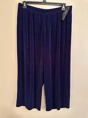 Vikki Vi Classic Women's Crop Capri Pants 2X Navy Blue Pull On Elastic Waist NEW • $39.50