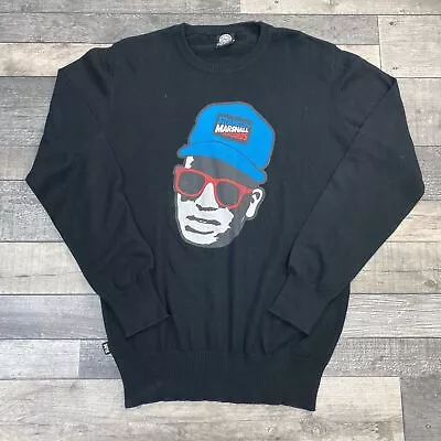 Franklin Marshall Black Sweatshirt Print Crew Neck Jumper Mens Medium • £12.59