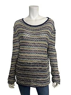 Missioni Sport L Womens Crochet Knit Long Sleeve Sweater Vintage Top Italy • $83.99