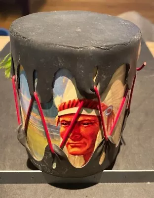 Vintage Native American Indian Themed Souvenir Toy Tom Tom Drum 3.5  × 4.25   • $15