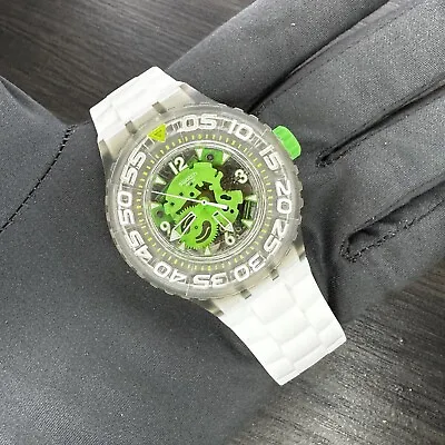 NEW✅ Swatch Chlorofish Skeleton White And Green Silicone Watch $95 • $79.99