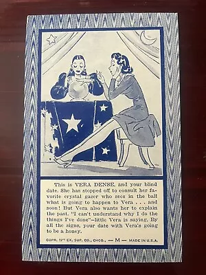 1941 Blind Date Fortune Teller Arcade Machine Prize Card ~ Vera Dense • $7.95