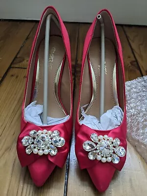 Red Satin Jewel Shoes Manolo Style • £25