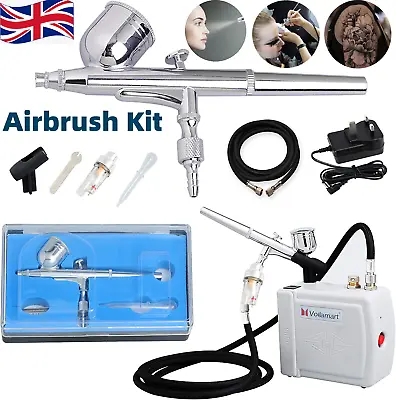 Dual Action Airbrush Compressor Kit Spray Gun Model Paint Tattoo Nail Home DIY • £17.78