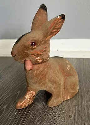 Vntg/Antique Felt Easter Bunny Rabbit Paper Mache Candy Container Germany? • $59