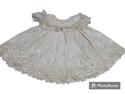 Vintage Baby Girl White Lace Dress 6-9 Mo C.I. Castro & CO Embroidered Roses • $18.87
