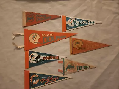 Vintage Miami Dolphins NFL Mini Pennants Lot Of 7 All ERA HTF Various Conditions • $60