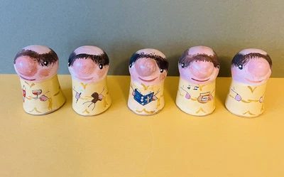 £7.95 • Buy Merryfield Pottery Set Of 5 Studio Handmade Monk Thimbles All Different