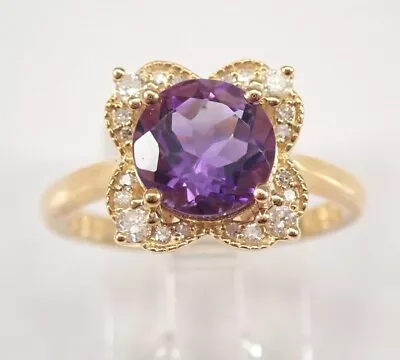 1.3Ct Round Cut Lab-Created Amethyst Halo Engagement Ring 14K Yellow Gold Plated • $113.39