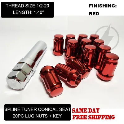 Fit Ford Taurus Explorer Flex Mustang Spline Tuner 1.4''lug Nut 1/2-20 Red 20 • $23.70