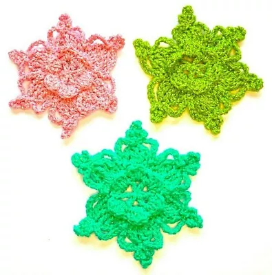 3 Crochet Flowers Crochet Stars Crochet Snowflakes Crochet Appliques Gift Tag • $2.80